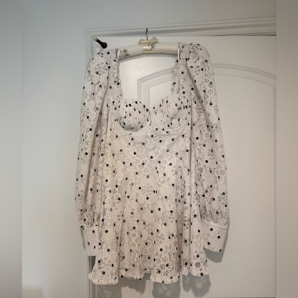 For Love & Lemons Donna Puff Sleeve Floral Lace Mini Dress - Picture 7 of 14
